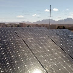 A Sunspot Solar PV system in front of the Organ Mountains.