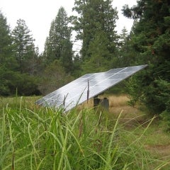 It is a pole mounted grid tied solar system.