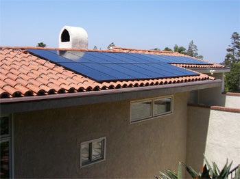 Solar Electric Panels on a Spanish Tile Roof