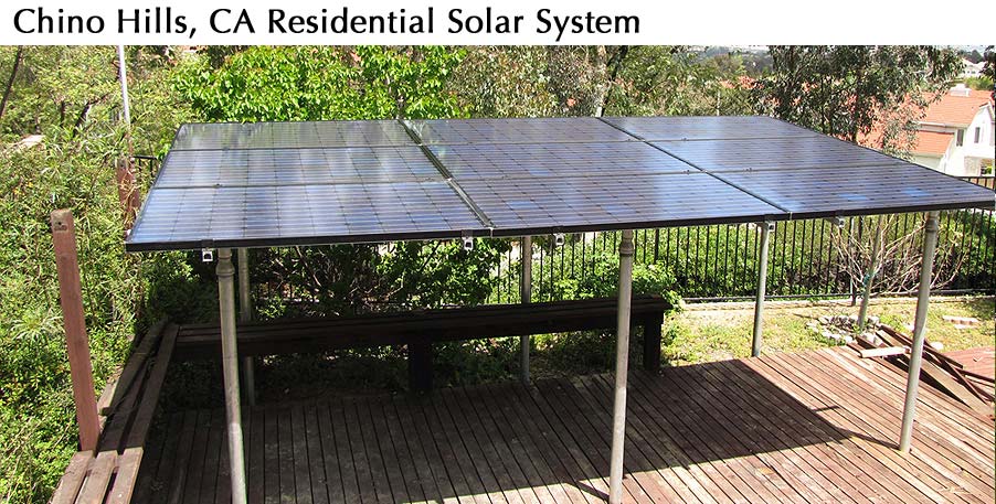 Residential solar PV array also providing shade