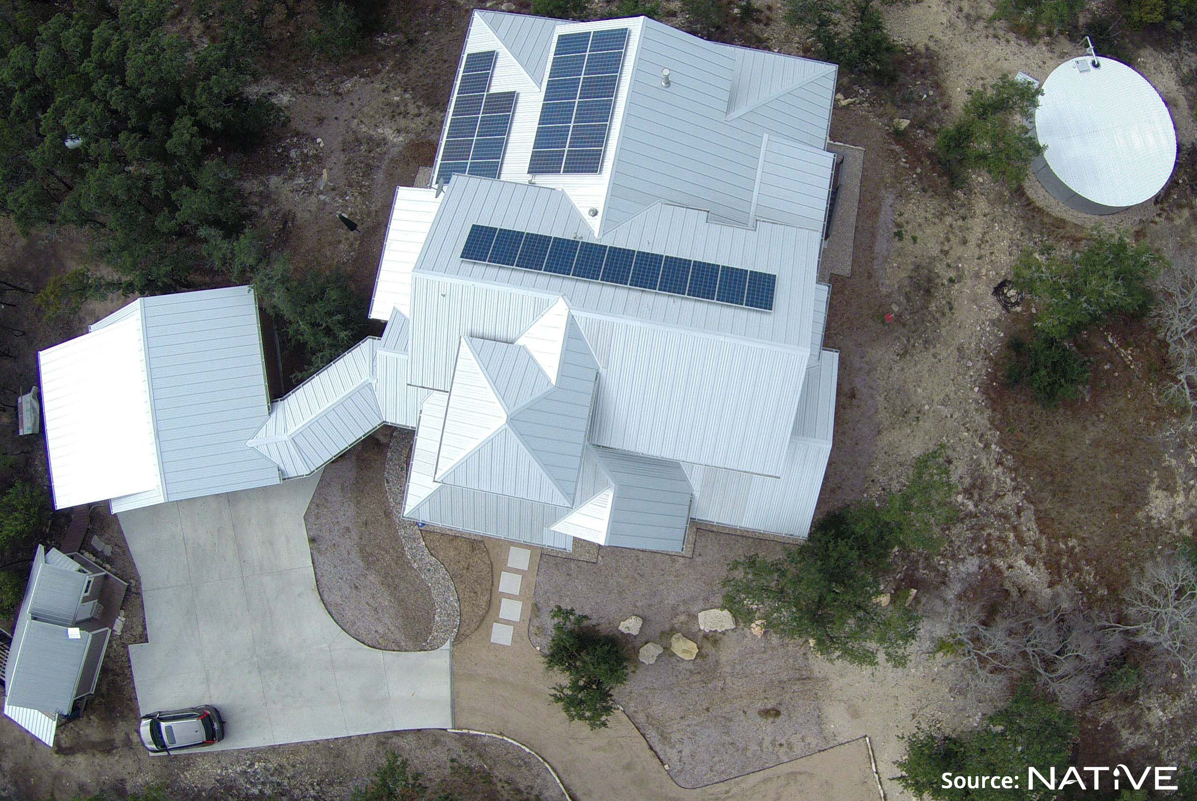 Rooftop Solar on NATiVE-Built Net-Zero Home with Rainwater Collection