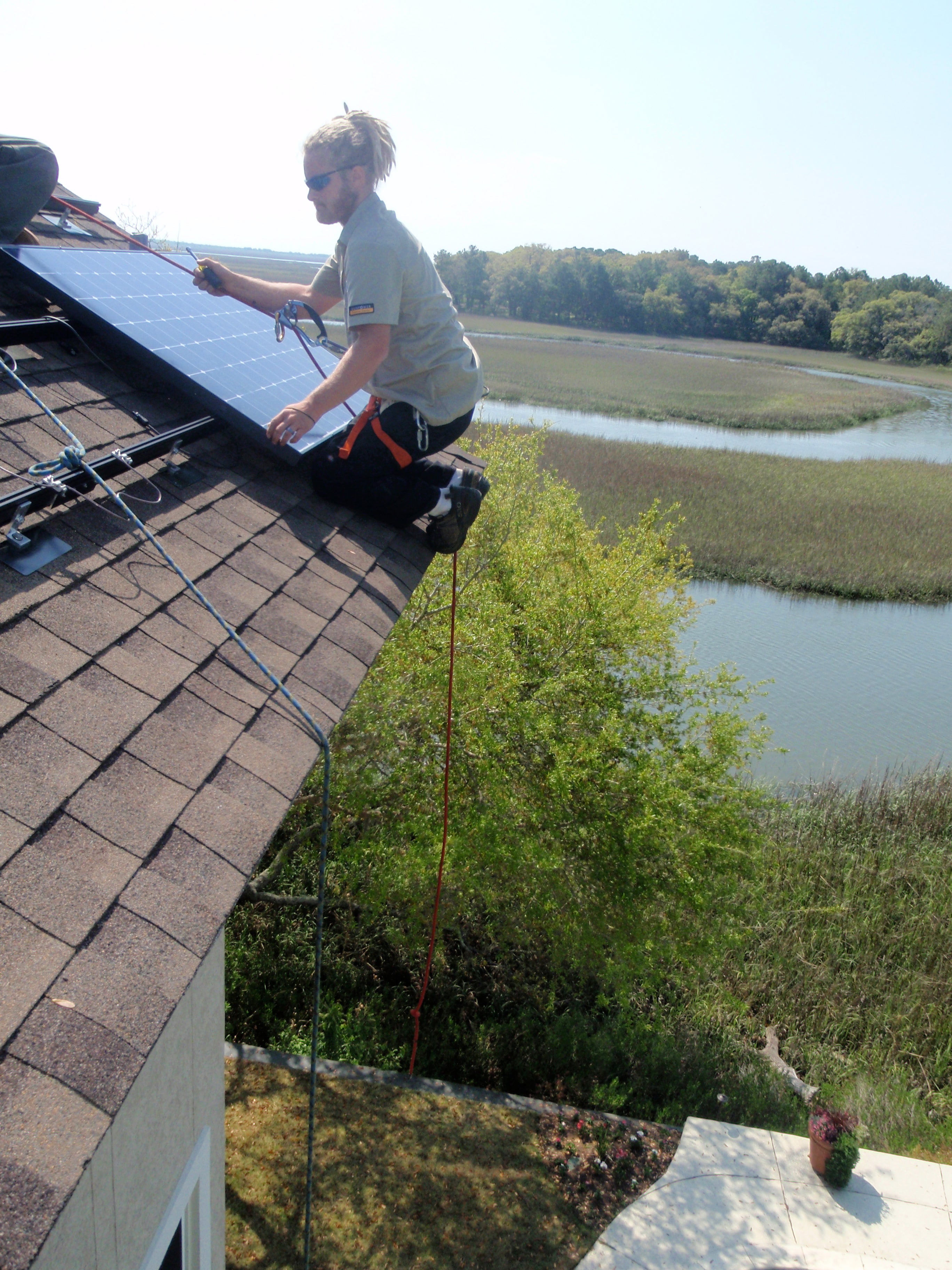 Our installer Glen getting the job done safely in Charleston SC