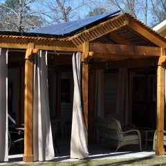 Custom pergola structure with sleek solar for shade and low energy bills! Built in Dunwoody, GA
