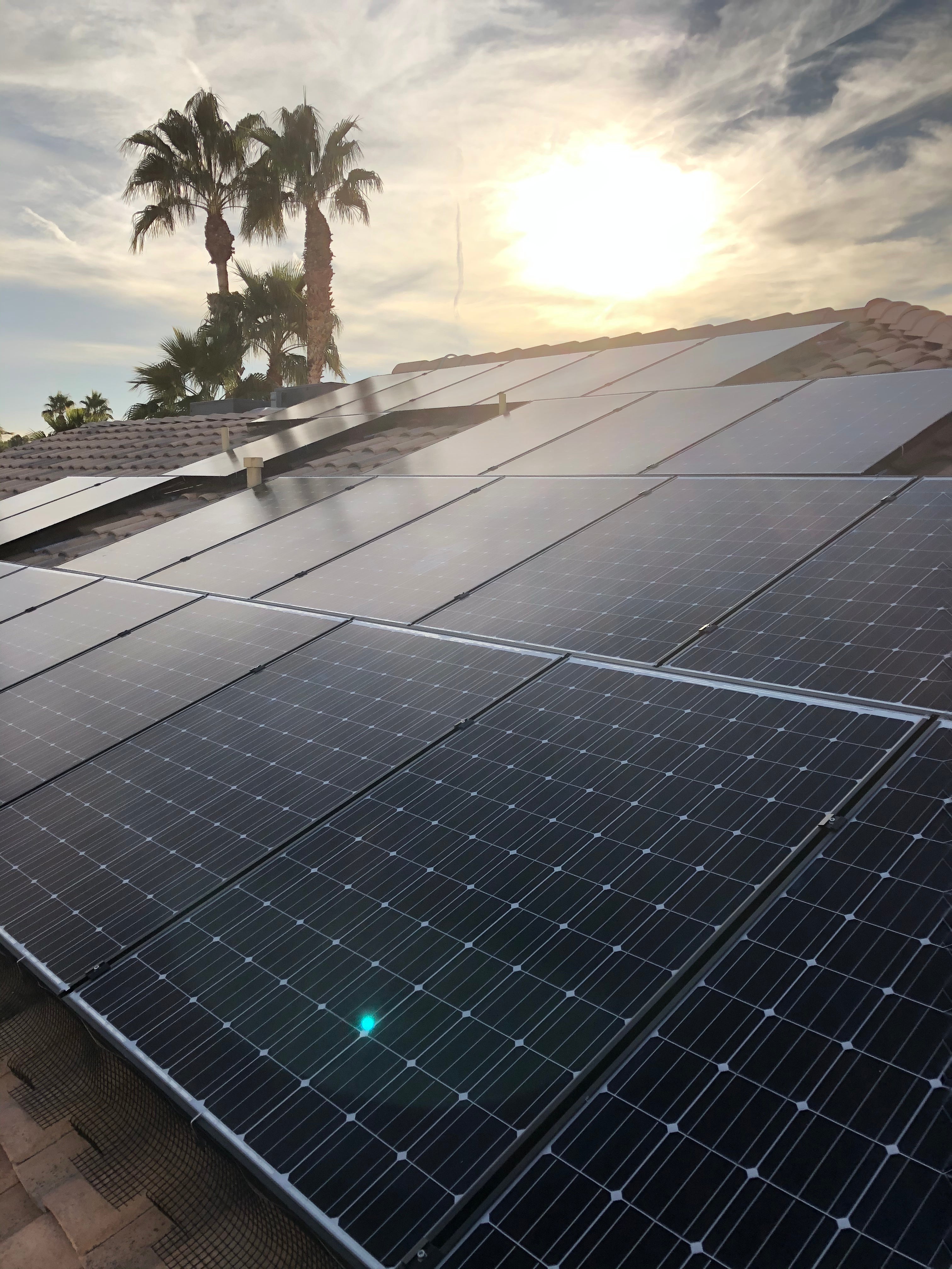 A beautiful Las Vegas sunset and a beautiful Panasonic solar panel installation!