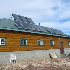 Example of PV panels and HW panels on roof