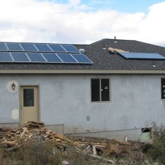 Example of PV panels and HW panel on roof.