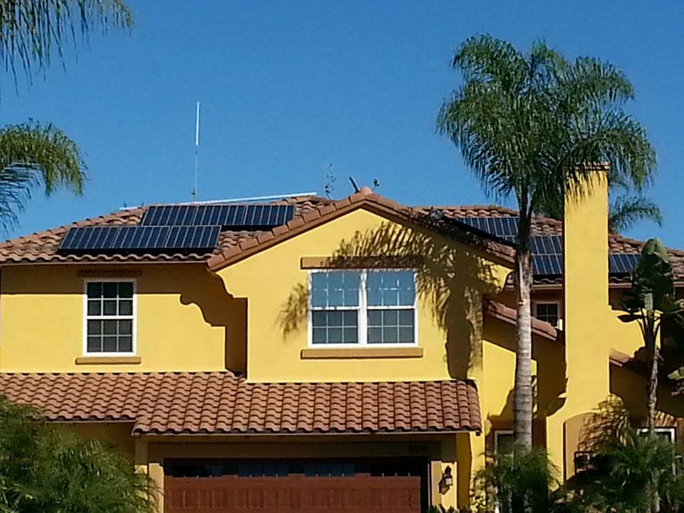 Roof mounted solar panels with tile hooks