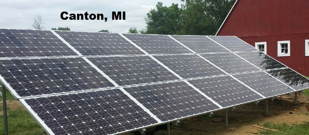2 ground mount racks of solar panels, MI