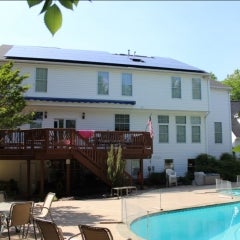 Solar panel next to swimming pool