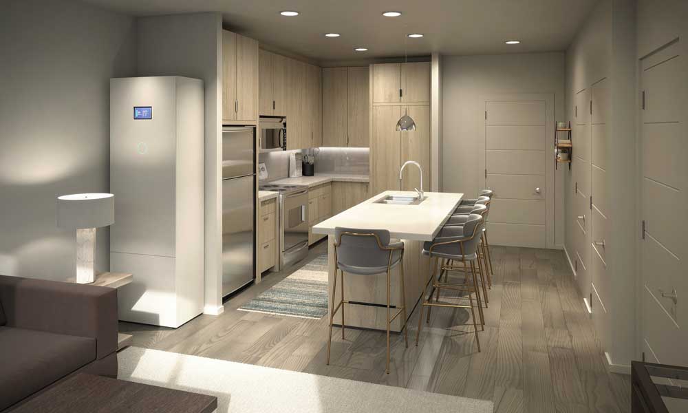 kitchen inside a solar apartment