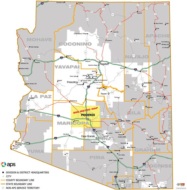 APS Arizona electric service map