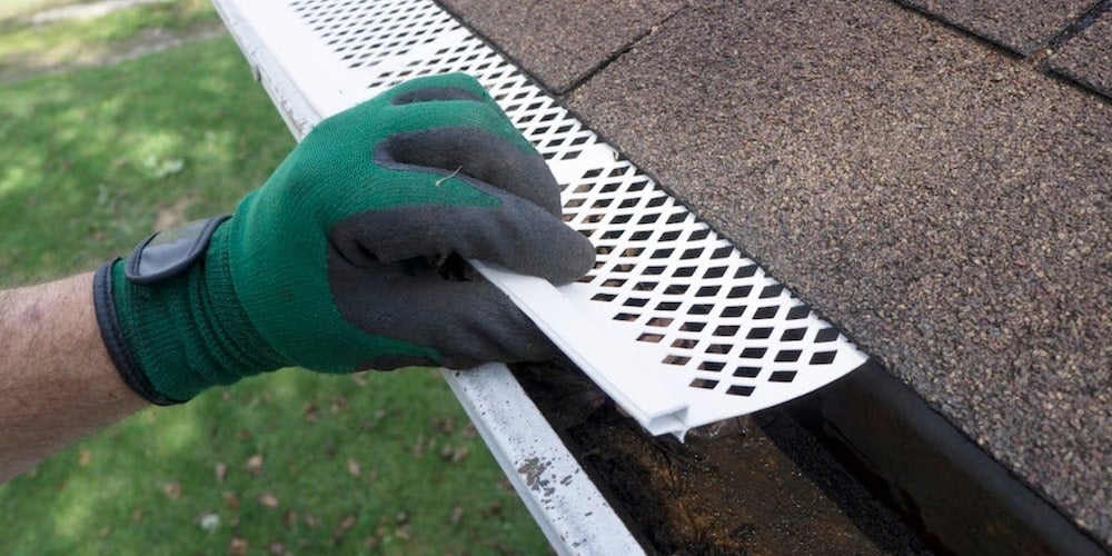 Gutter guards on a residential roof