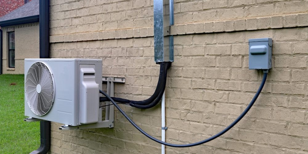 Heat pump installed outside of a residential home