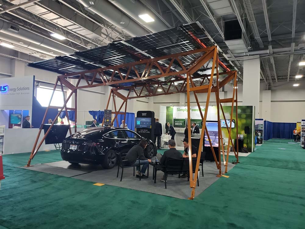 The Brooklyn solar canopy booth at SPI 2019. The recipient of the ‘Booth Design Winner’ award
