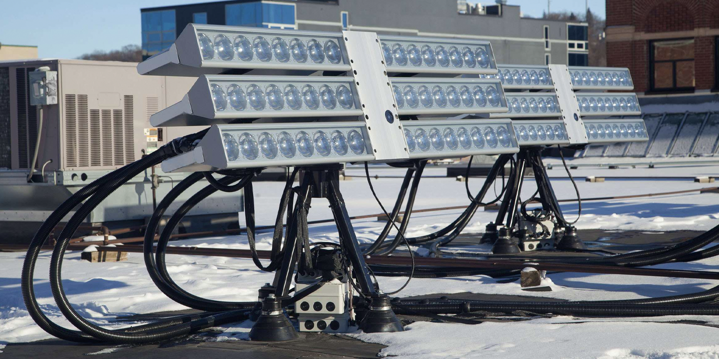 fiber optic solar light on top of a building's roof