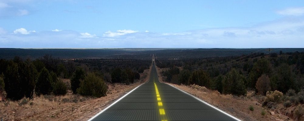 A roadway entirely made of solar panels