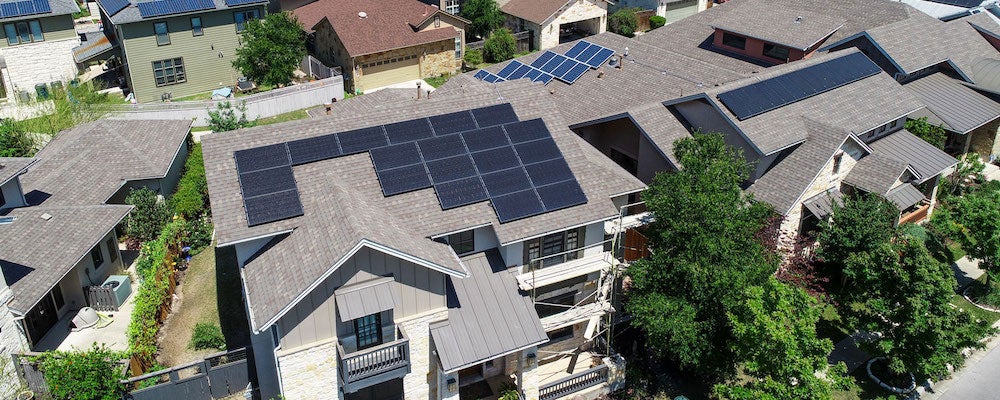 Solar panels on roofs in Texas