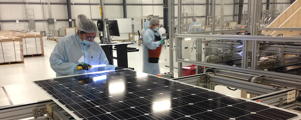Workers at the Mission Solar manufacturing facility in San Antonio, Texas