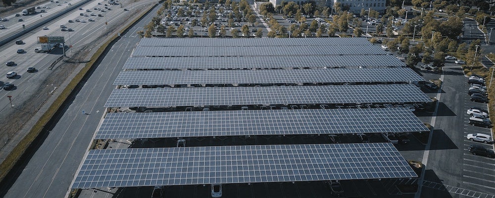 Solar canopies holding solar panels