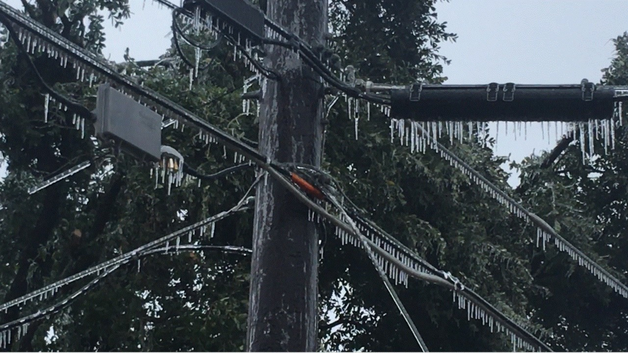 electrical grid covered in ice in texas