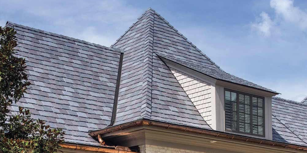 Synthetic slate shingles on a home