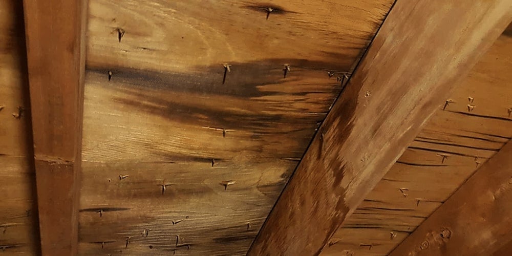 Rotten roof decking due to a leak