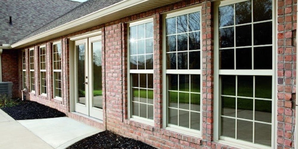 Double-hung windows installed on a residential home