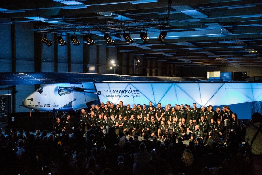 The unveiling of Solar Impulse 2. Courtesy Solar Impulse