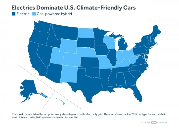 EVs are now the Cleanest Cars in US—Climate Central